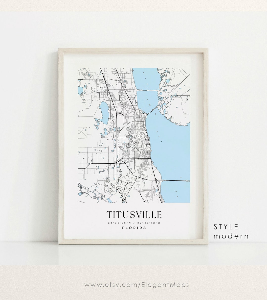 Mapa de Titusville Florida Mapa de Titusville FL Impresión - Etsy México