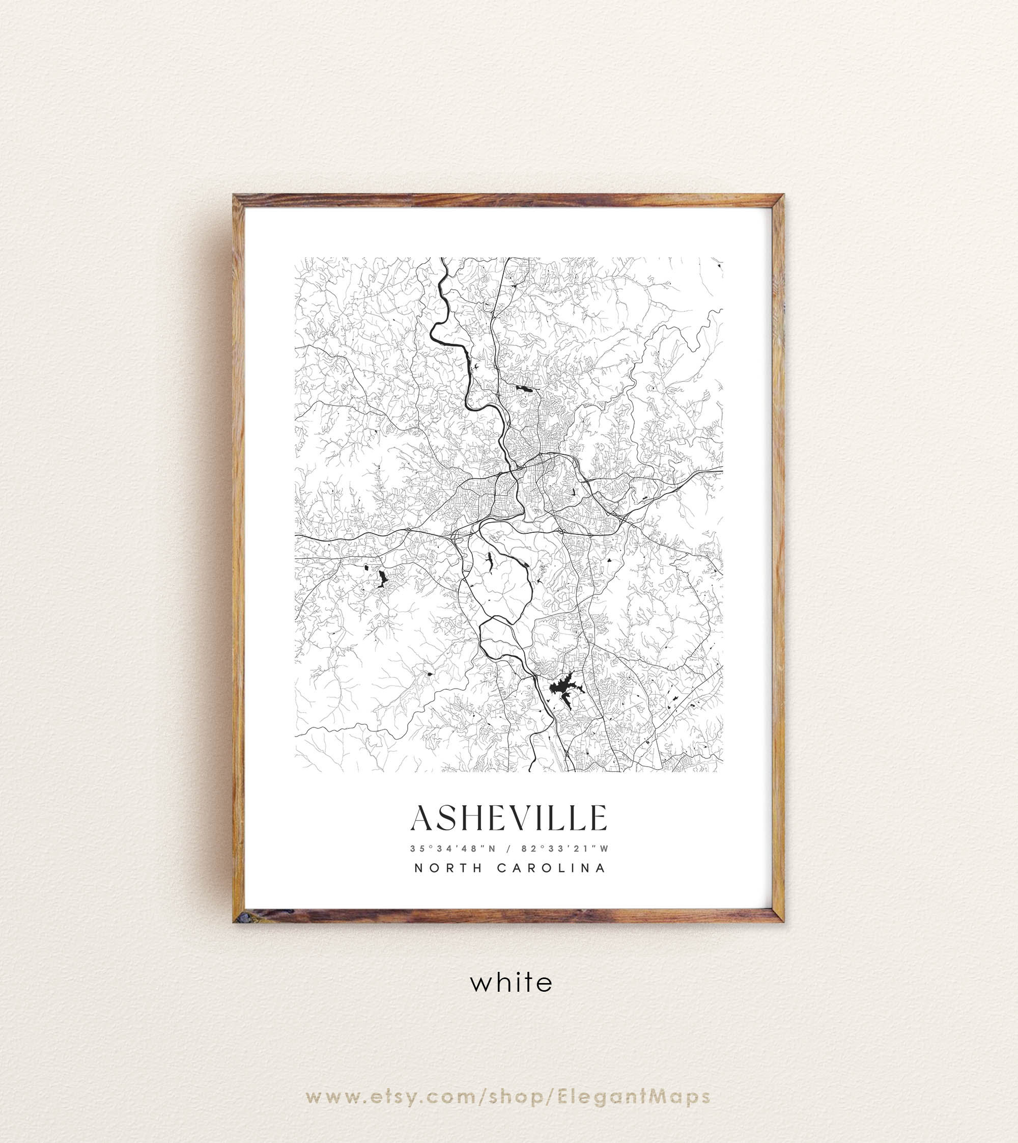 Asheville North Carolina map Asheville NC map Asheville city | Etsy