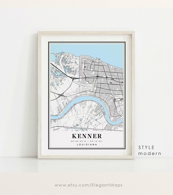 Kenner Louisiana Map Kenner LA Map Kenner City Map Kenner Etsy