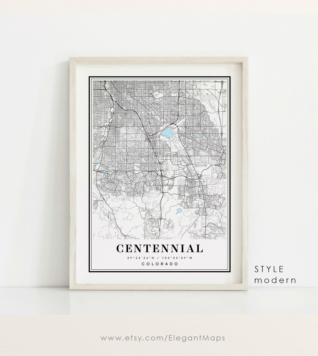 Centennial Colorado Map Centennial CO Map Centennial City Etsy