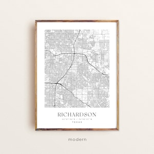 Richardson Texas Map Print: Custom City Art, TX Poster