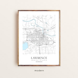 Lawrence Kansas City Map Art Print: Custom Wall Decor