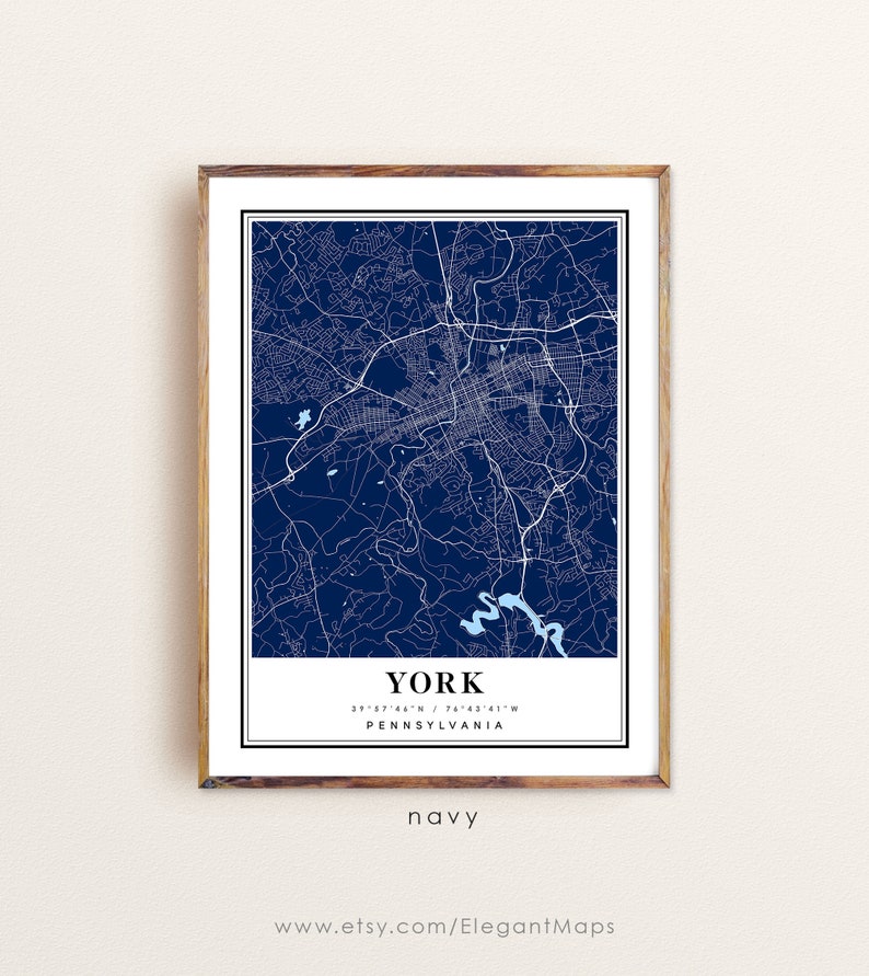 York Pennsylvania Map York PA Map York City Map York Print Etsy