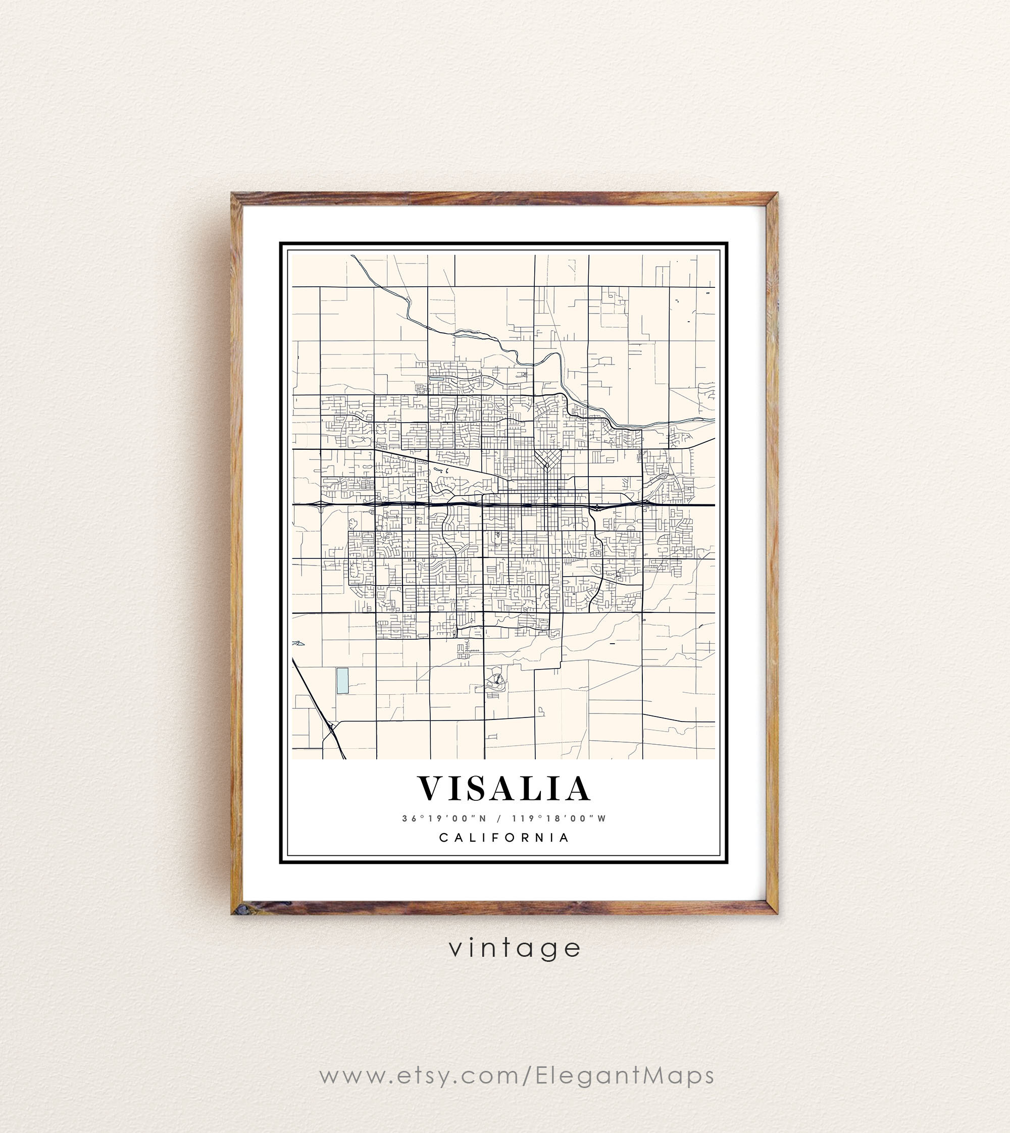 Visalia California Map Visalia CA Map Visalia City Map Etsy