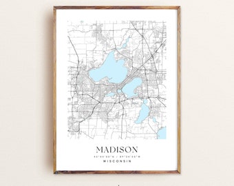 Madison Wisconsin Map Art Print: Custom Cityscape Poster