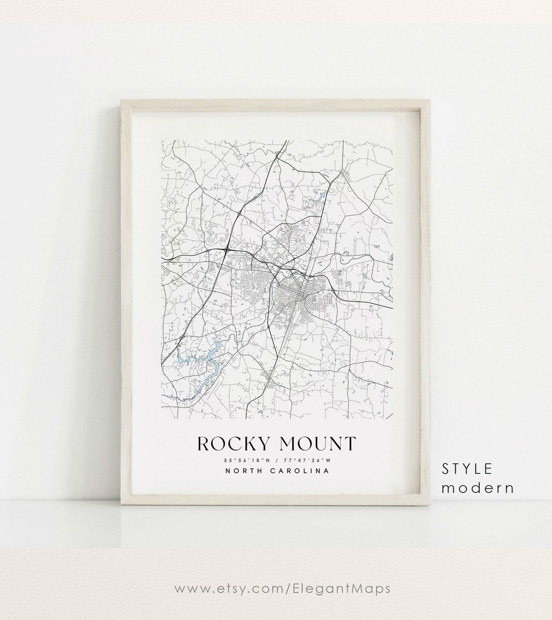 Rocky Mount North Carolina Map Rocky Mount NC Map Rocky Etsy