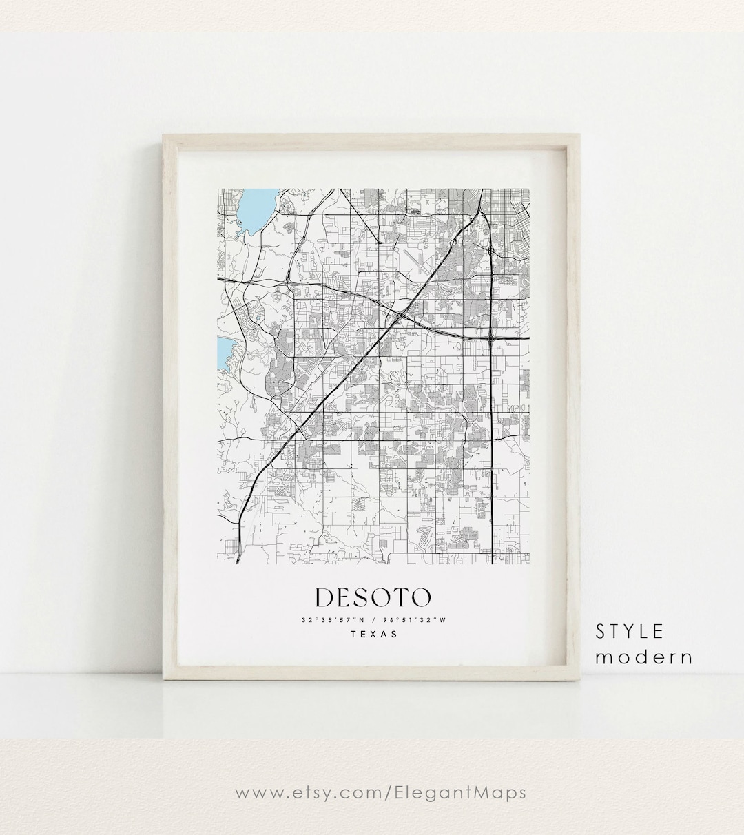 Desoto Texas Map Desoto TX Map Desoto City Print Desoto Etsy
