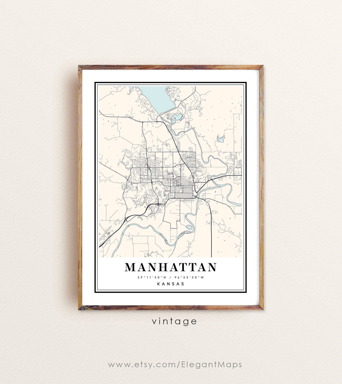 Manhattan Kansas Map Manhattan KS Map Manhattan City Map Etsy