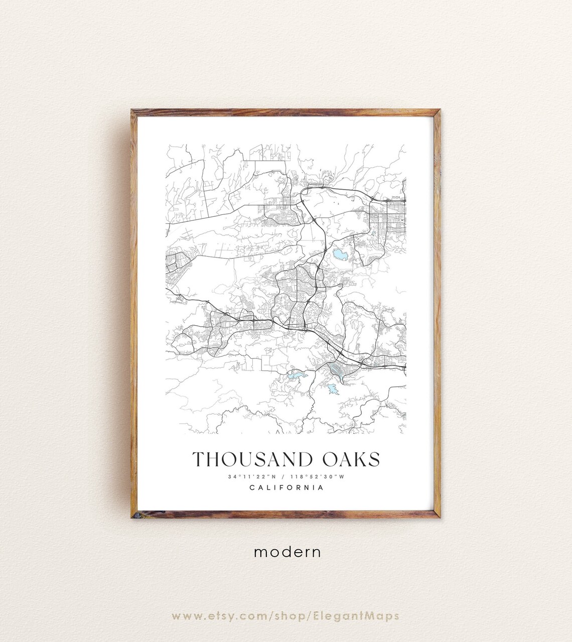 Tausend Eichen Kalifornien Karte Tausend Eichen CA Karte | Etsy