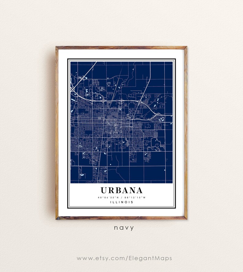 Urbana Illinois Map Urbana IL Map Urbana City Map Urbana Etsy