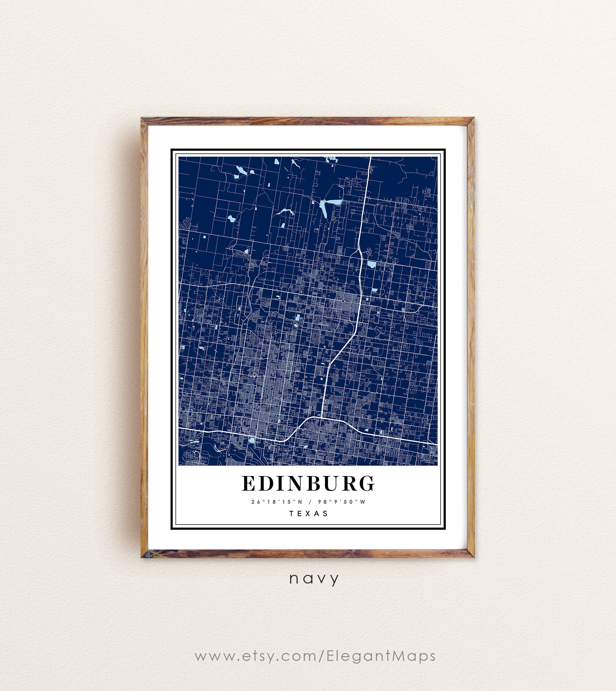 Edinburg Texas Map Edinburg TX Map Edinburg City Map Etsy