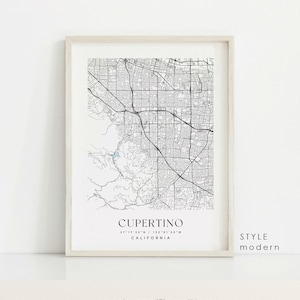 Cupertino California map, Cupertino CA map, Cupertino city print, Cupertino poster, Cupertino art, Custom city map, Wall Art