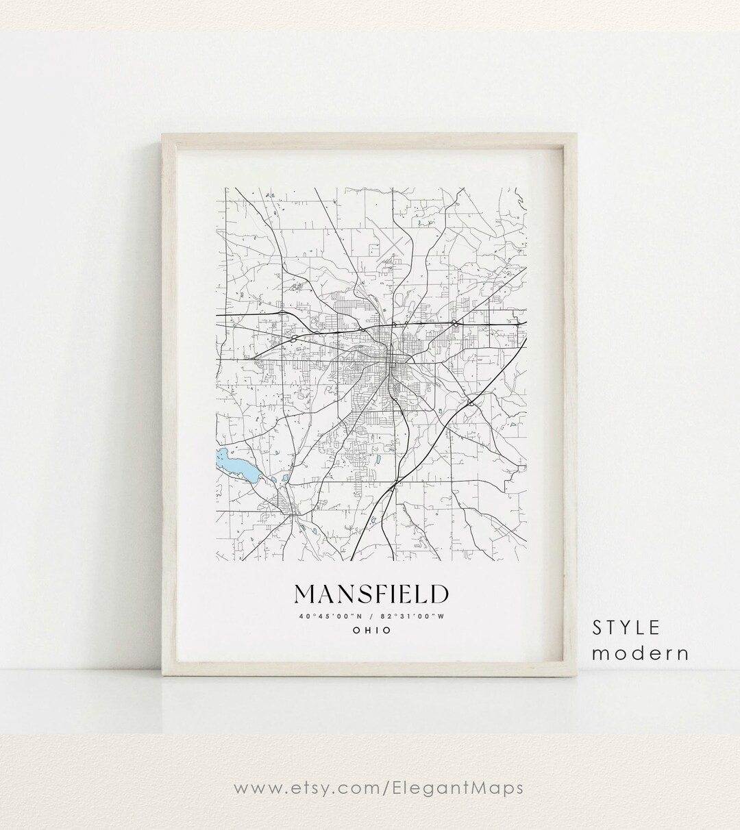Mapa de Mansfield Ohio mapa de Mansfield OH impresión de la Etsy España