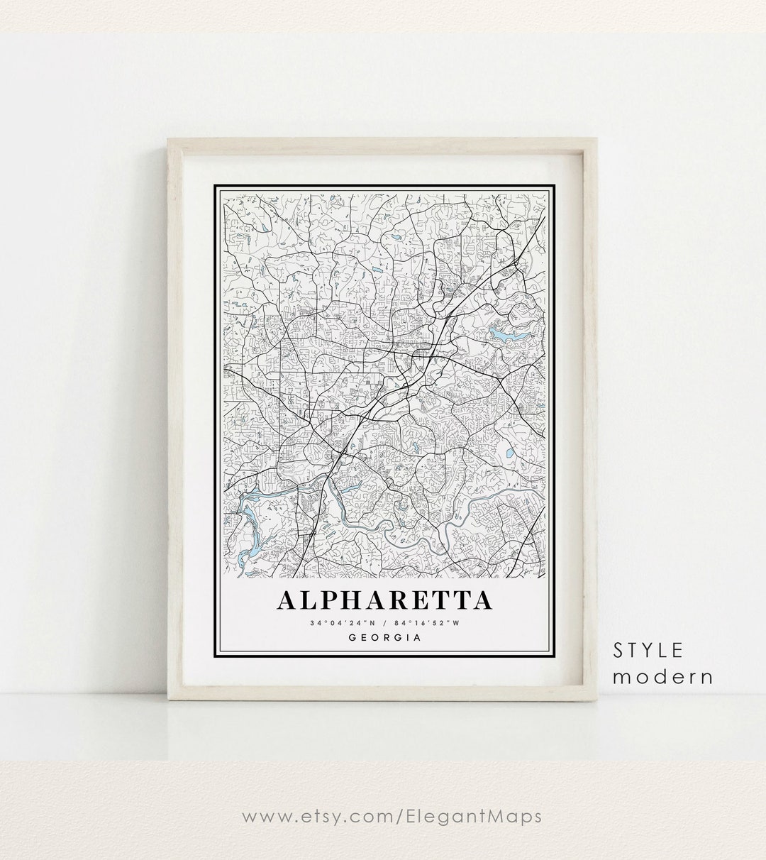 Alpharetta Map Alpharetta GA Map Alpharetta City Etsy