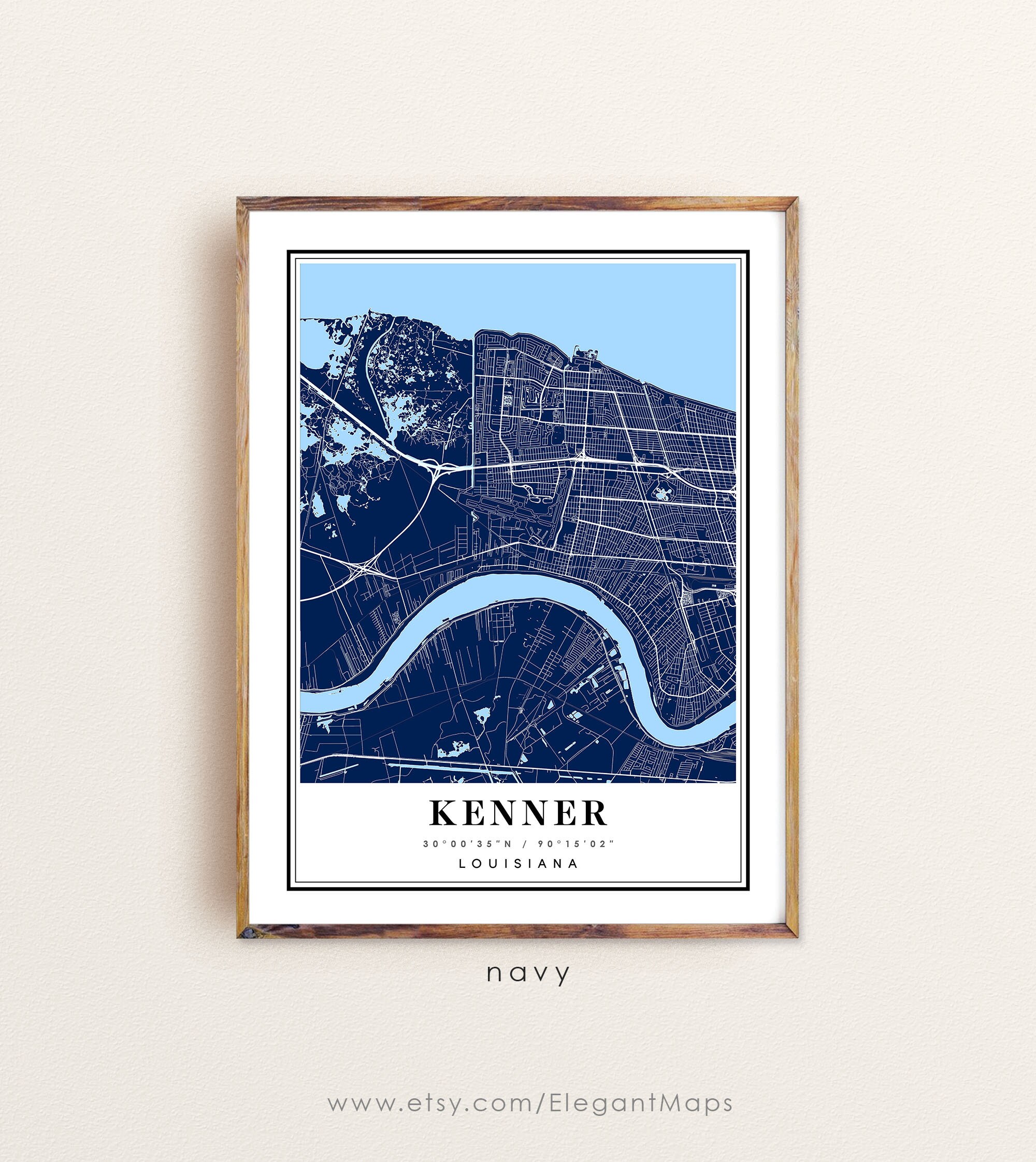 Kenner Louisiana Map Kenner LA Map Kenner City Map Kenner Etsy