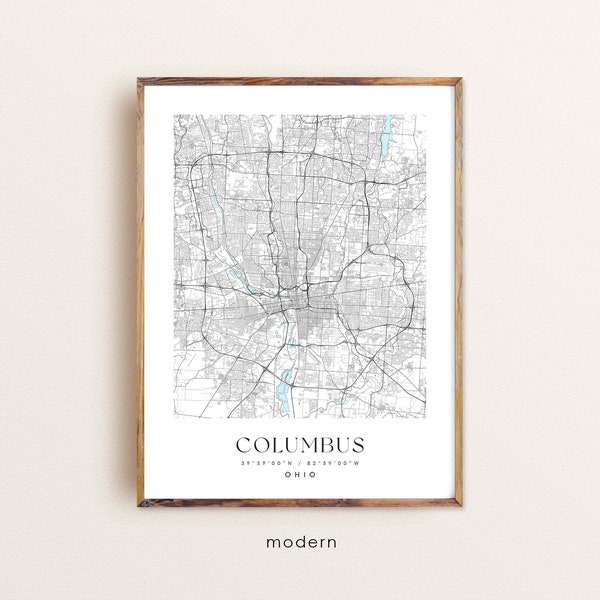 Columbus Ohio map, Columbus OH map, Columbus city print, Columbus poster, Columbus art, Custom city map, Wall Art