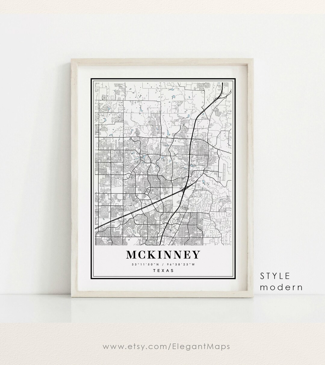 Mckinney Texas Map, Mckinney TX Map, Mckinney City Map, Mckinney Print, Mckinney Poster ...