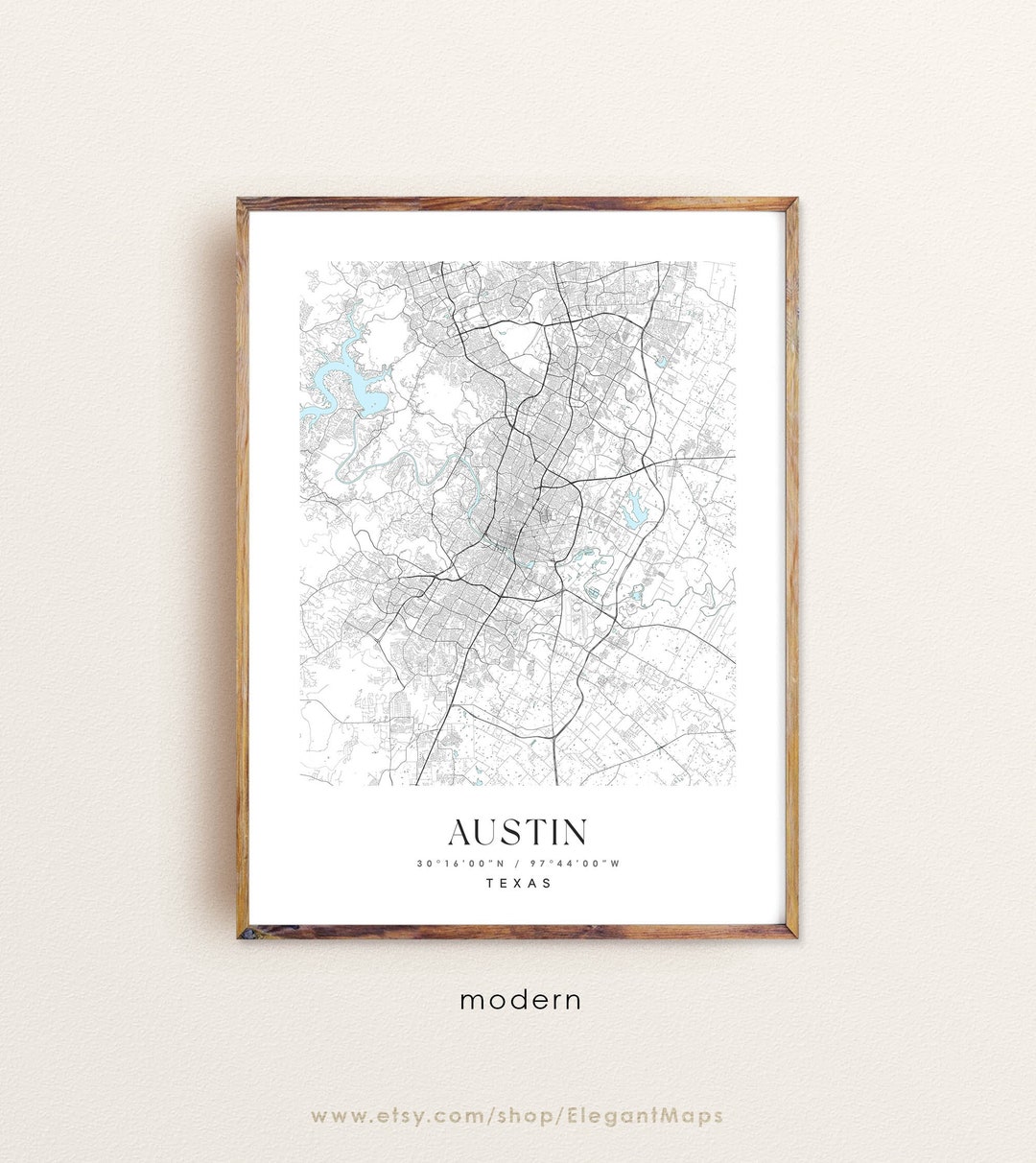 Austin Texas City Map Print: Custom Wall Art - Etsy