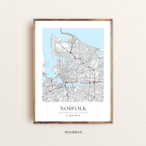 Norfolk Virginia Map Print: Custom City Wall Art
