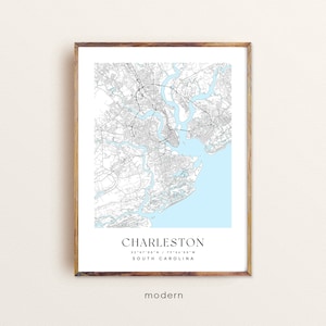 Charleston South Carolina map, Charleston SC map, Charleston city print, Charleston poster, Charleston art, Custom city map, Wall Art