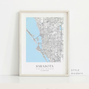 Sarasota Florida Map Print: Custom City Art, Wall Decor