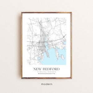 New Bedford Massachusetts Map Art Print: Custom City Map