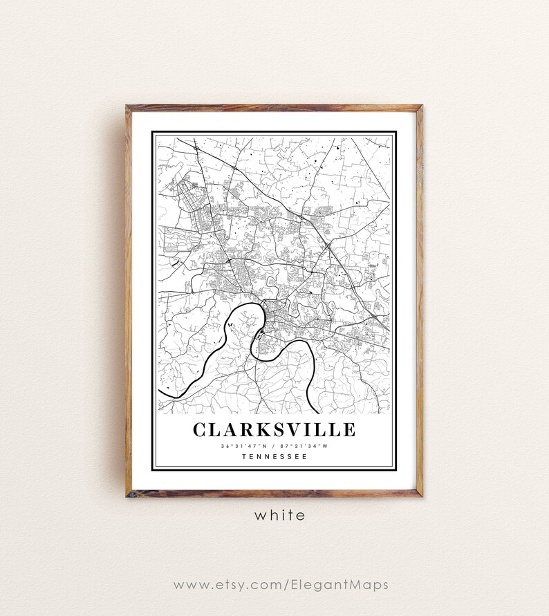 Clarksville Tennessee Map Clarksville TN Map Clarksville - Etsy