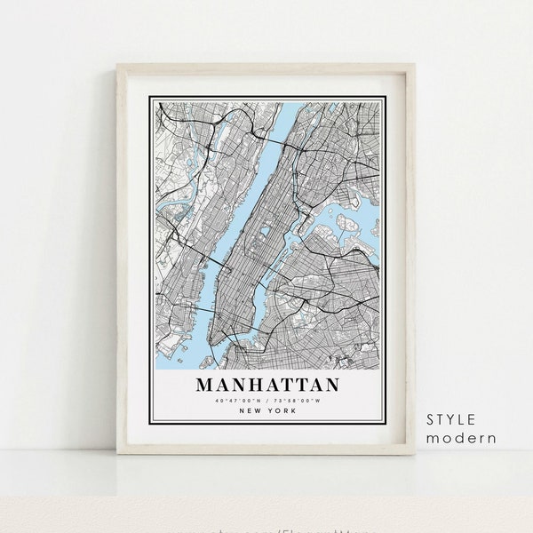 Manhattan New York map, Manhattan NY map, Manhattan city map, Manhattan print, Manhattan poster, Manhattan art, Manhattan map, Custom map