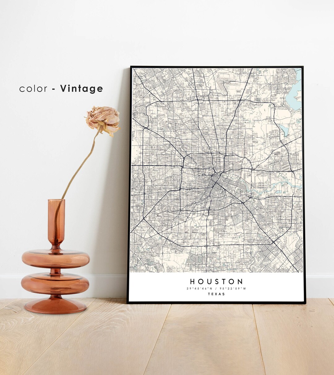 HOUSTON TX Map Poster Print Art, Houston Texas city map, Custom ...