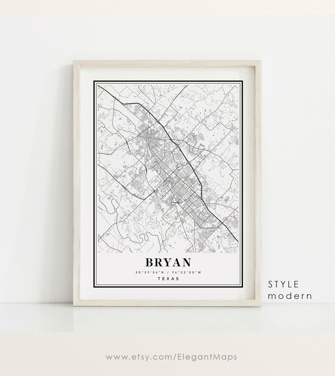 Bryan Texas Map, Bryan TX Map, Bryan City Map, Bryan Print, Bryan