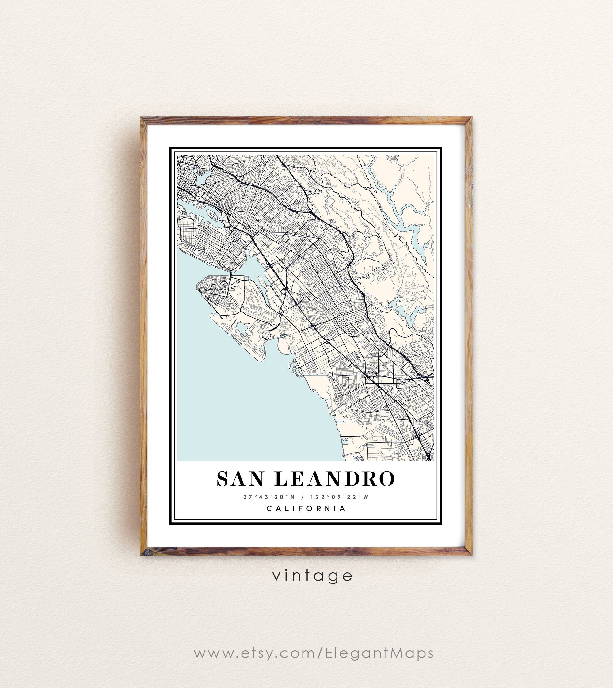 San Leandro California Map San Leandro CA Map San Leandro Etsy UK