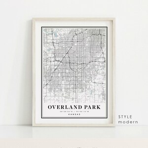 Overland Park Kansas Map Overland Park KS Map Overland Park - Etsy