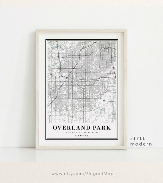 Overland Park Kansas Map Overland Park KS Map Overland Park | Etsy