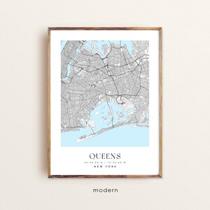 Queens NY Map Art Print: Custom City Map, Wall Decor