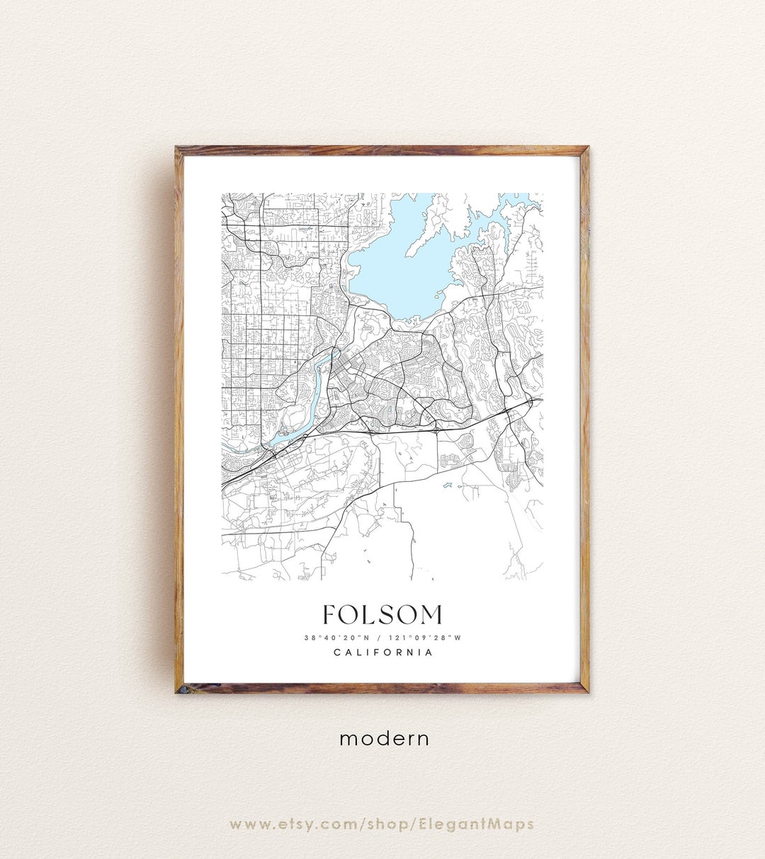 Folsom California Map, Folsom CA Map, Folsom City Print, Folsom Poster ...