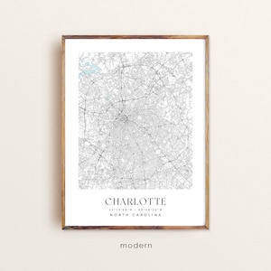 Charlotte North Carolina map, Charlotte NC map, Charlotte city print, Charlotte poster, Charlotte art, Custom city map, Wall Art