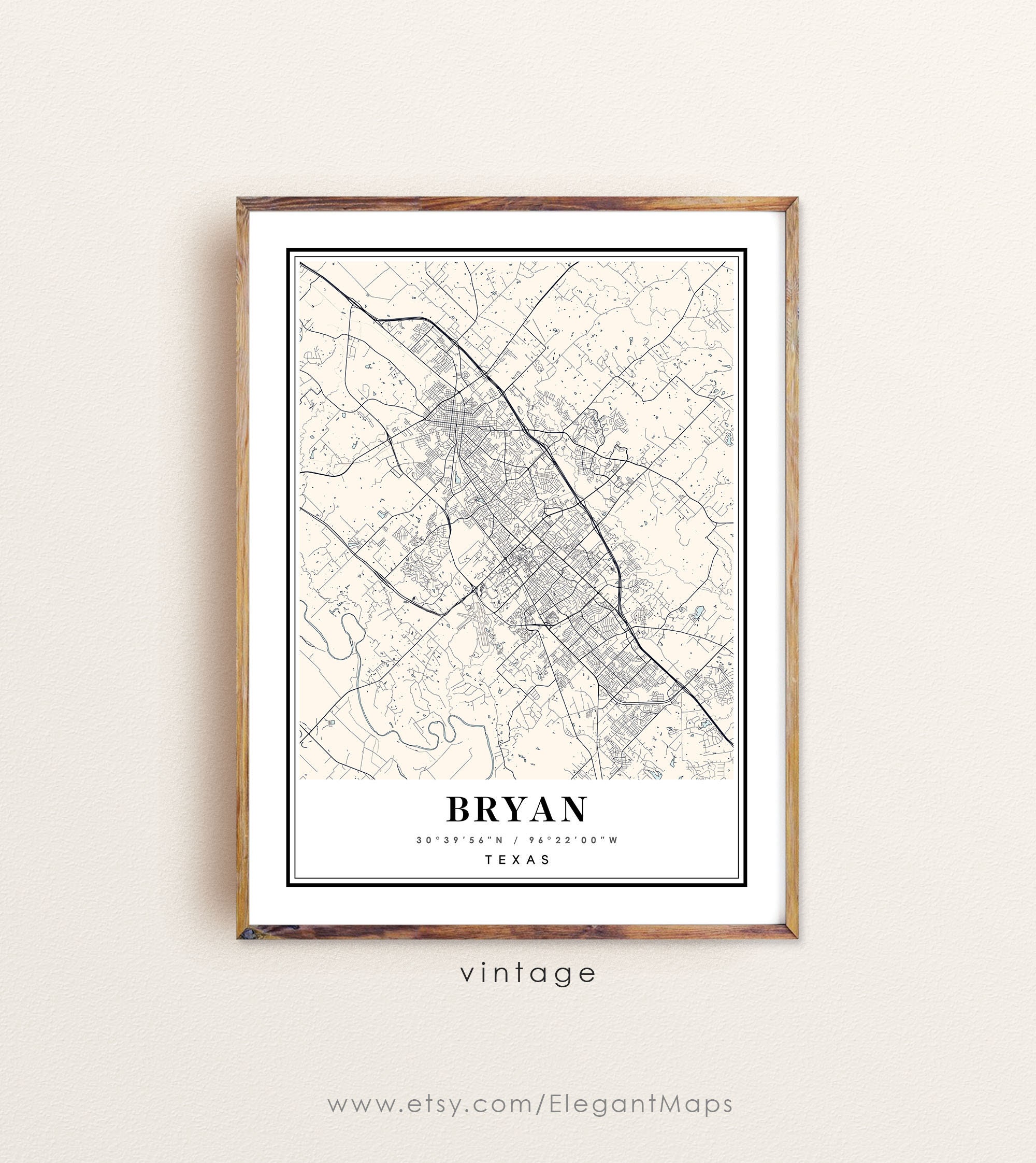 Bryan Texas Map Bryan TX Map Bryan City Map Bryan Print Etsy