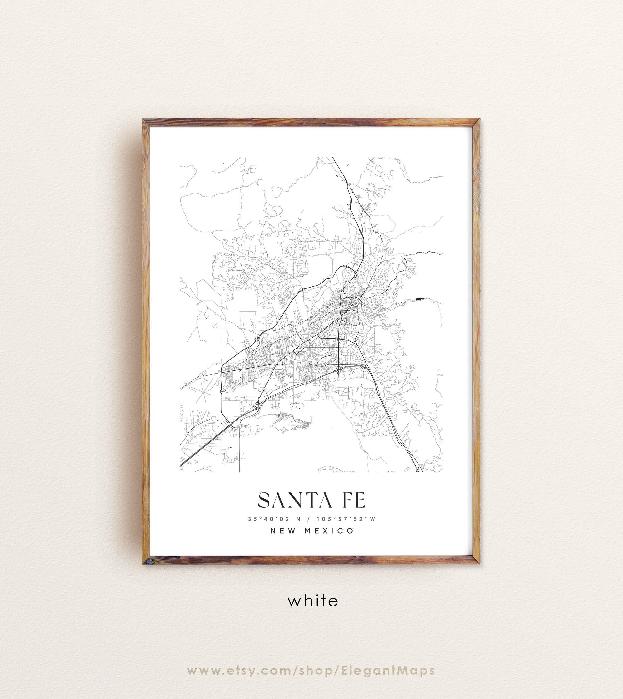 Santa Fe New Mexico Map Santa Fe NM Map Santa Fe City Print - Etsy