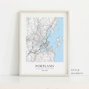 Portland Maine Map Art Print: Custom Cityscape Poster