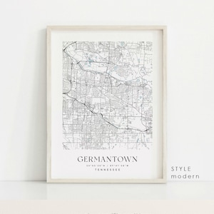 Germantown Tennessee Map Art Print: Custom City Map