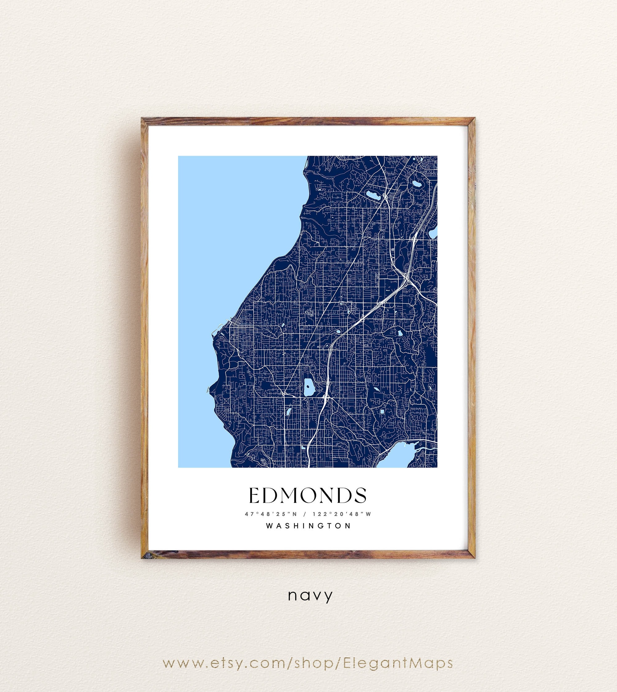 Edmonds Washington Map Art Print: Custom City Map - Etsy