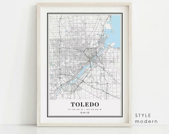 Toledo Ohio map, Toledo OH map, Toledo city map, Toledo print, Toledo poster, Toledo art, Toledo map, Custom map prints