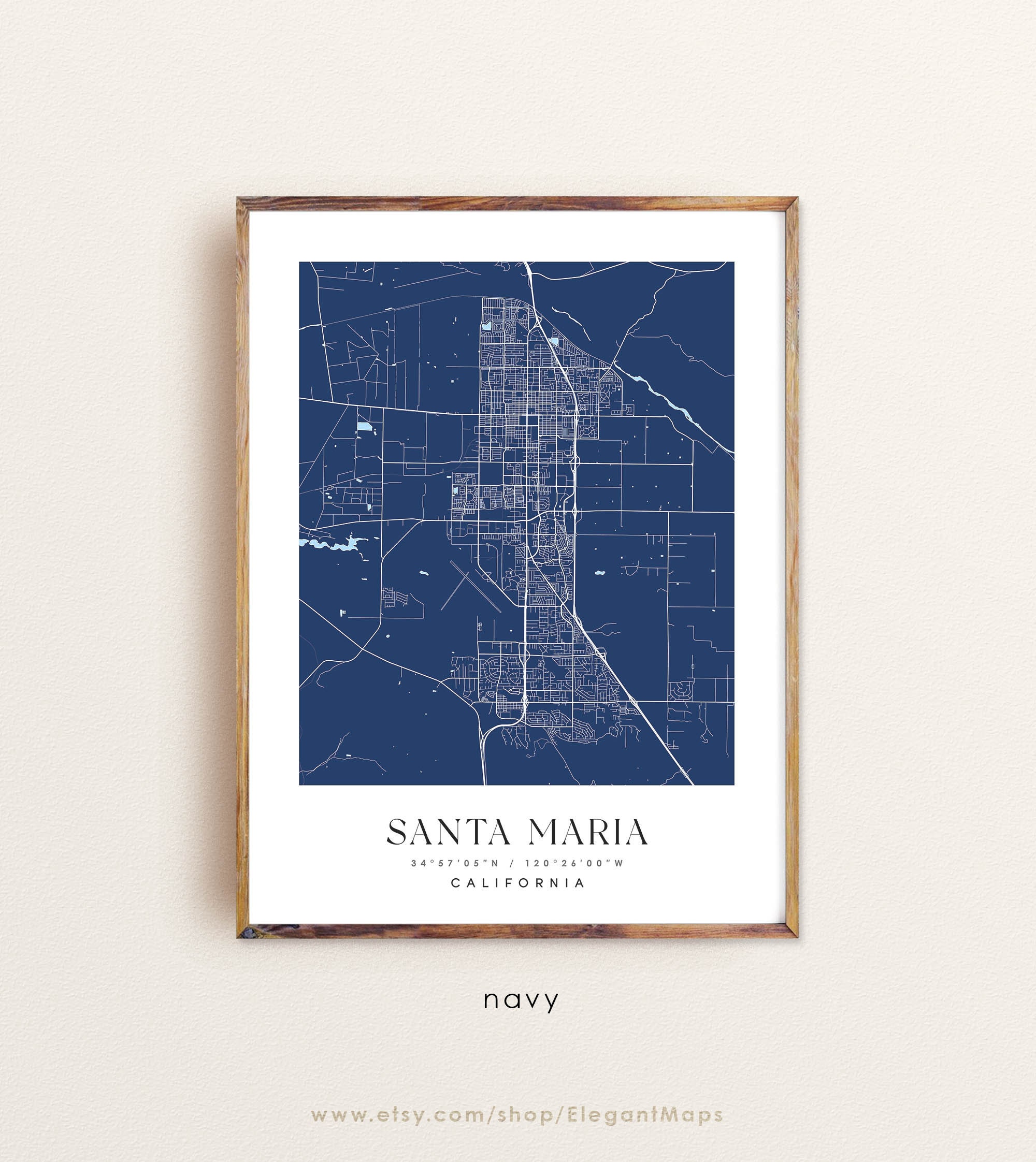Santa Maria California Map Santa Maria CA Map Santa Maria Etsy