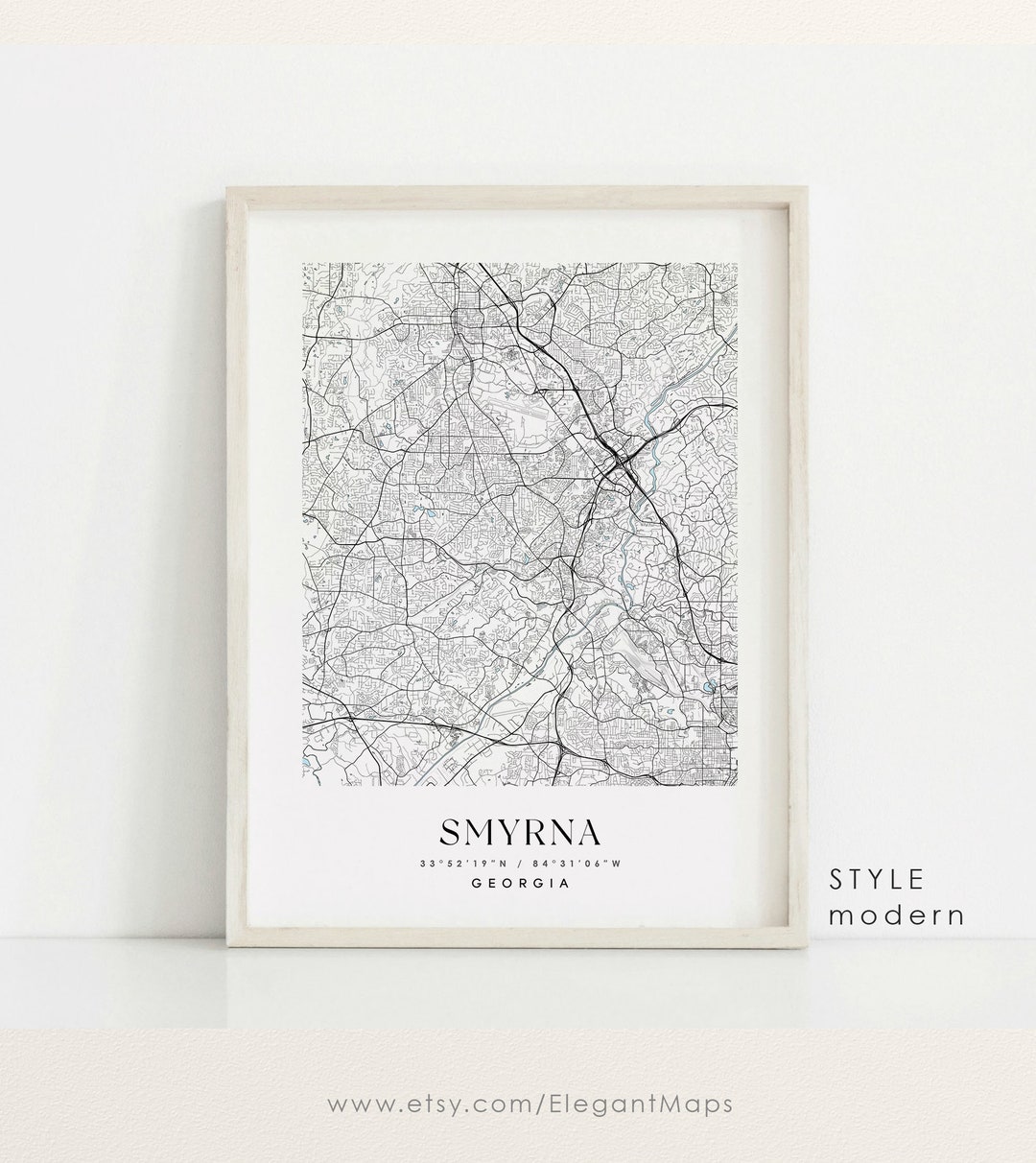 Smyrna Georgia Map, Smyrna GA Map, Smyrna City Print, Smyrna Poster ...