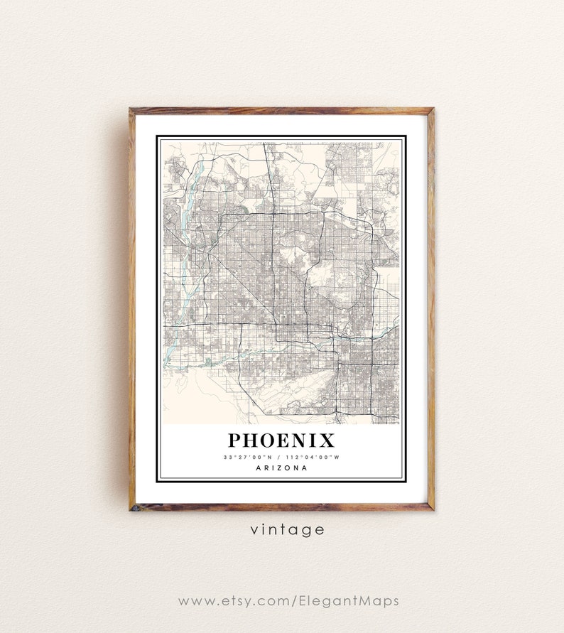 Phoenix Arizona map, Phoenix AZ map, Phoenix city map, Phoenix print, Phoenix poster, Phoenix art, Phoenix map, Custom map prints image 2