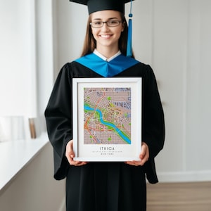 Cornell University Wall Art Campus Map Print Gift - Ithaca NY University Decor, College Town Memorabilia, Graduation Present