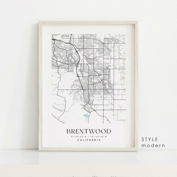 Brentwood Map Print Etsy