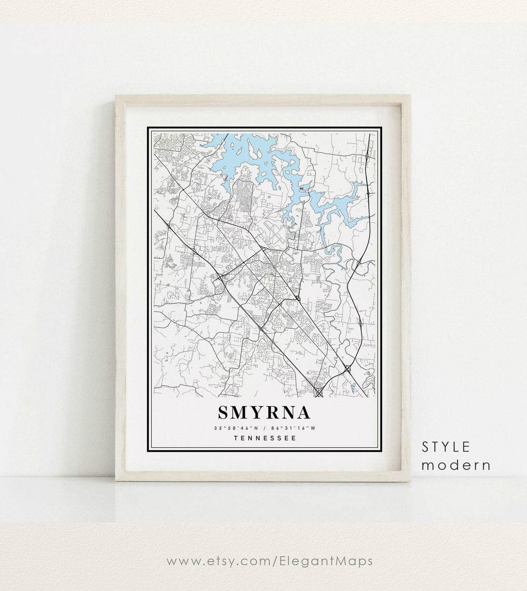 Smyrna Tennessee Map, Smyrna TN Map, Smyrna City Map, Smyrna Print ...