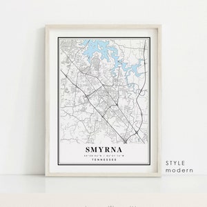 Smyrna Tennessee Map Art Print: Cityscape Poster