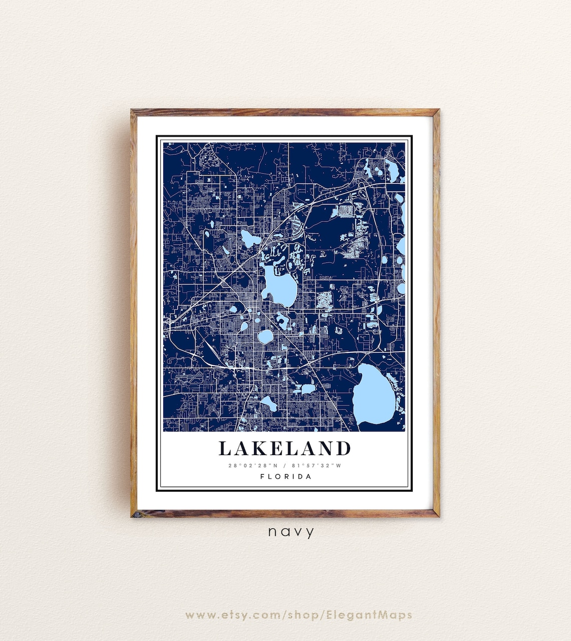 Lakeland Florida map Lakeland FL map Lakeland city map Etsy